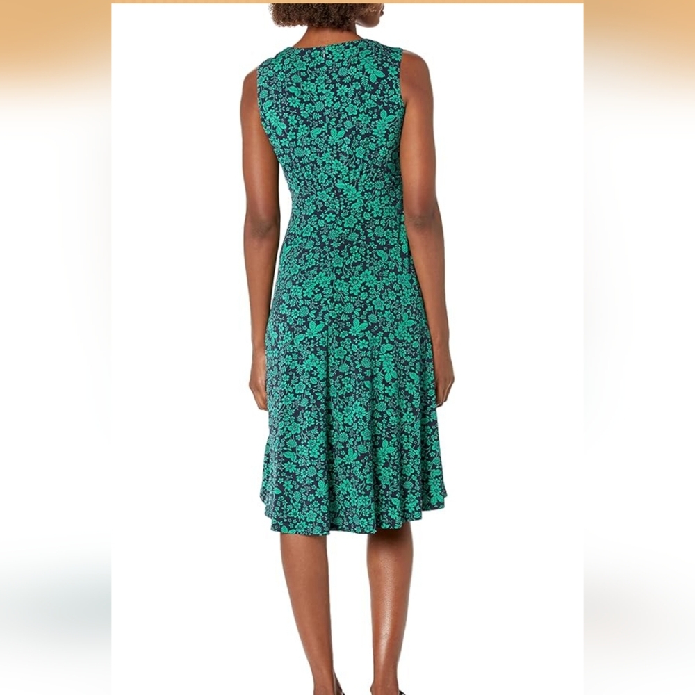London Times Women's Floral Printed Sleeveless Midi Dress Green Blue Sz 14 EUC - Picture 3 of 15